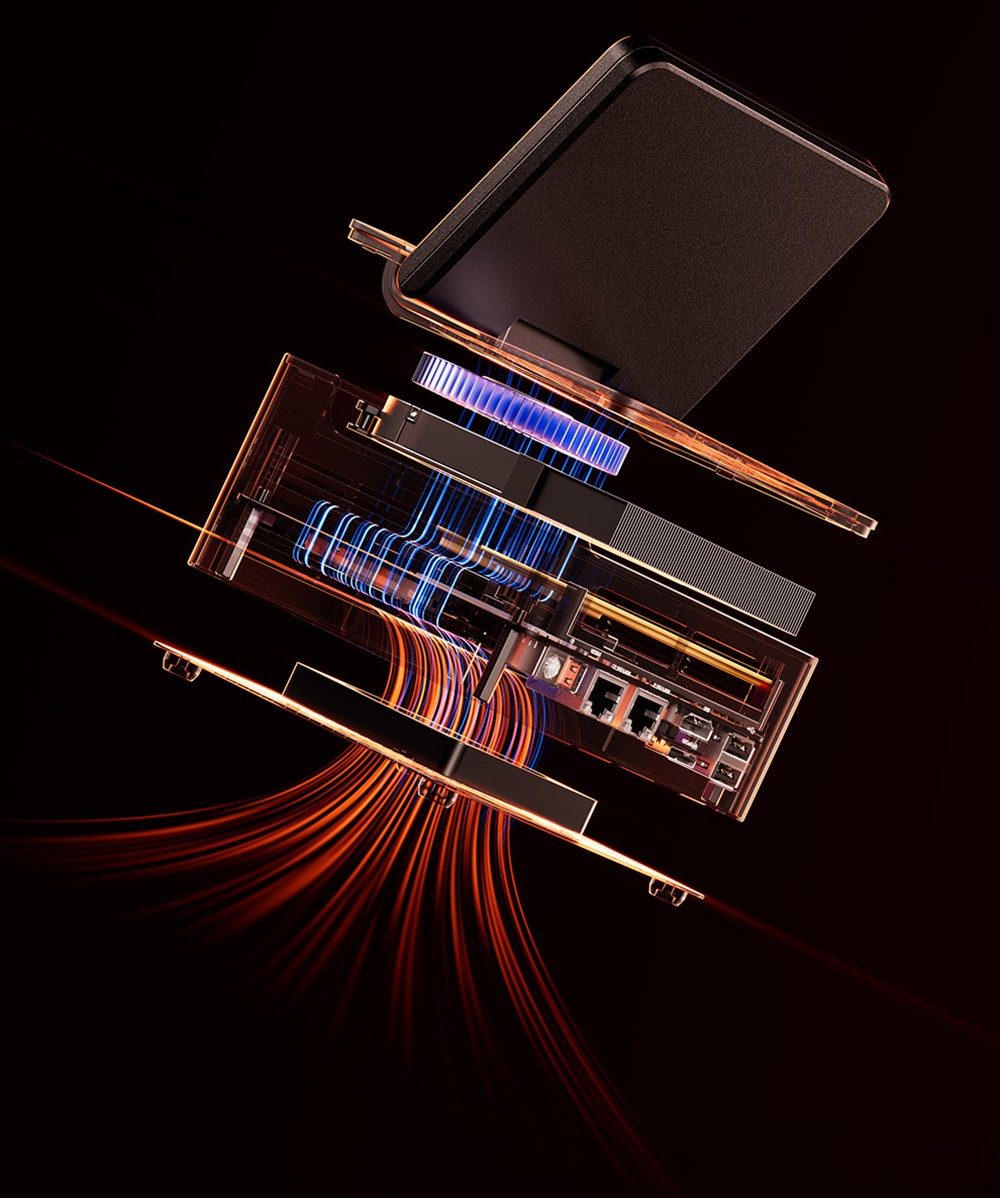 AOOSTAR G-FLIP Mini PC, 5 inch 1920*1080 60Hz Screen, AMD Ryzen Al 9 HX 370 12 Core Max 5.1GHz, 32GB DDR5 RAM 1TB SSD, 2*USB4+HDMI 4K 240Hz Triple Display, WiFi 7, 2*2.5G RJ45, 2*USB3.2, 2*USB2.0, 1*OCuLink, 1*Audio, Fingerprint Unlocking - UK Plug