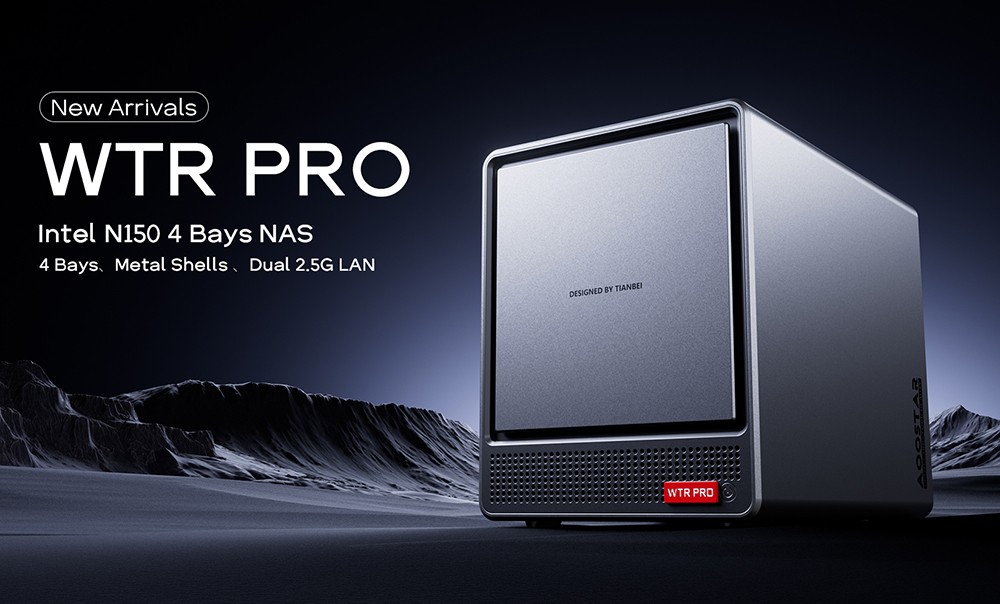 AOOSTAR WTR Pro NAS Mini PC Barebone (No RAM No SSD), Intel N150 4 Cores Max 3.6GHz, HDMI+DP+Type-C Triple 4K Display, 2*USB3.0, 2*USB2.0, 2*2.5G RJ45, 1*Micro SD Card, 1*Audio Jack - EU Plug