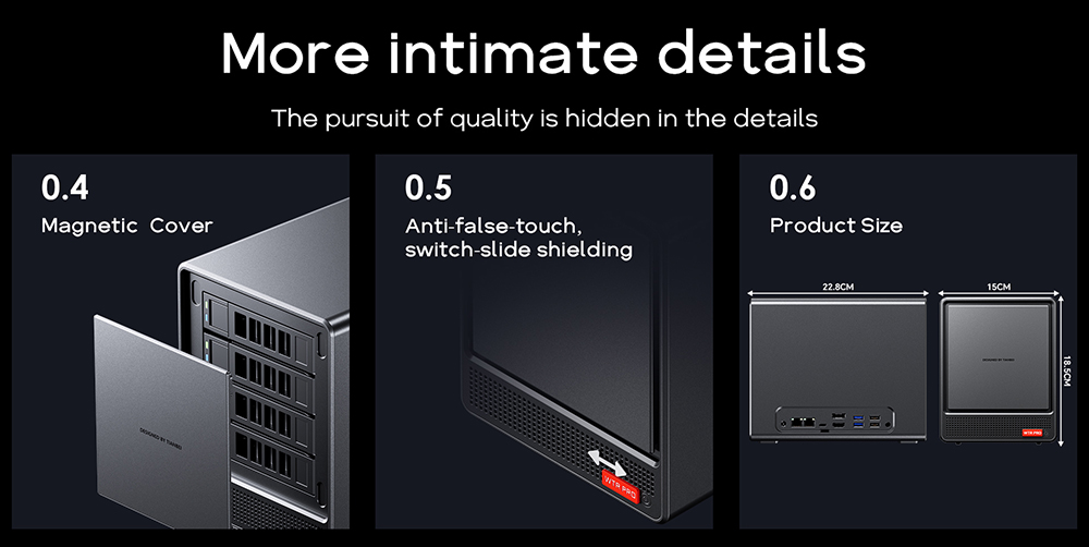 AOOSTAR WTR Pro NAS Mini PC Barebone (No RAM No SSD), Intel N150 4 Cores Max 3.6GHz, HDMI+DP+Type-C Triple 4K Display, 2*USB3.0, 2*USB2.0, 2*2.5G RJ45, 1*Micro SD Card, 1*Audio Jack - EU Plug