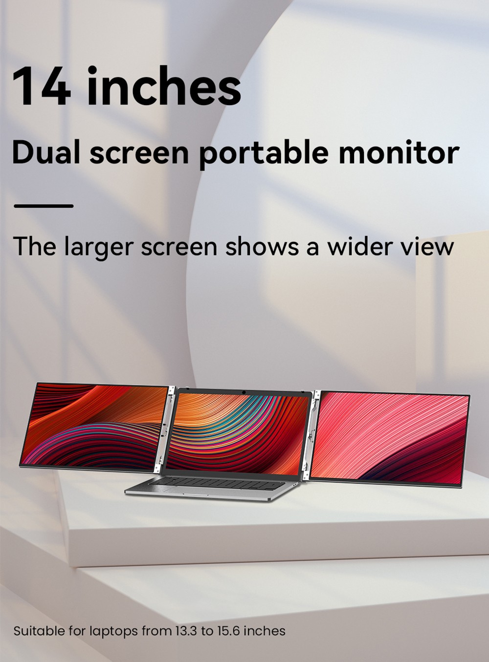 AOSIMAN S140FPC-1 Laptop Screen Extender, 14 inch 1920*1200 Dual Screen Portable Monitor for 13.3-15.6 inch Laptop, 60Hz Refresh Rate, Plug and Play, 2*Mini HDMI, 4*Type-C