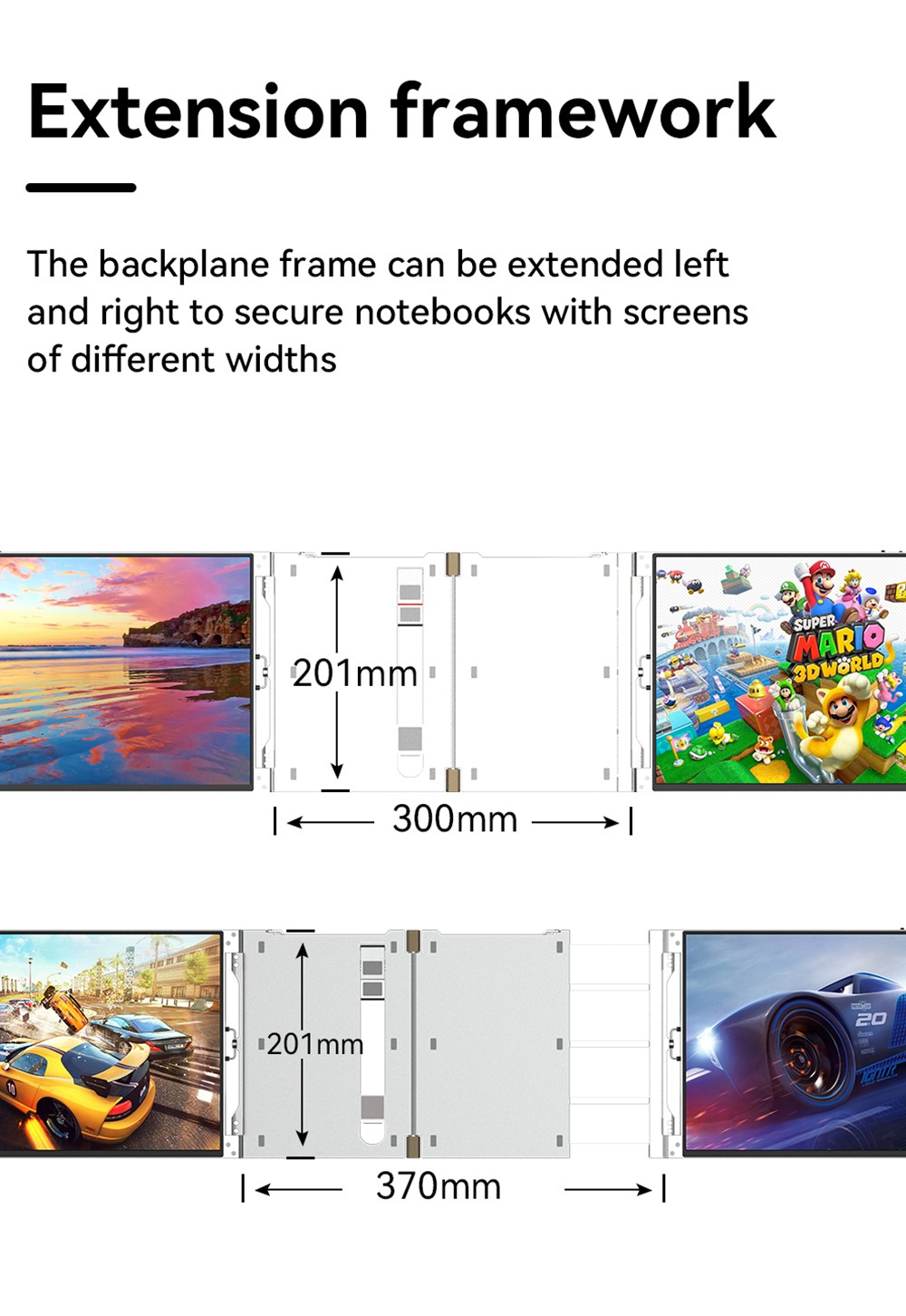 AOSIMAN S140FPC-1 Laptop Screen Extender, 14 inch 1920*1200 Dual Screen Portable Monitor for 13.3-15.6 inch Laptop, 60Hz Refresh Rate, Plug and Play, 2*Mini HDMI, 4*Type-C