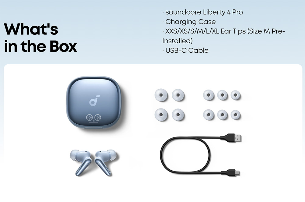 Anker Soundcore Liberty 4 Pro ANC Earbuds TWS Headphones, Adaptive ANC 3.0, Hi-Res Audio, Fast Charging, IPX5 Waterproof - Black