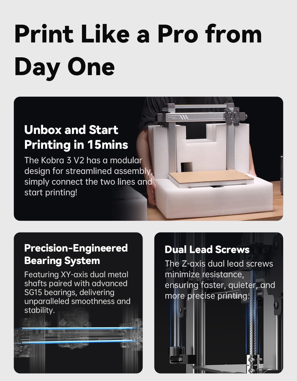 Anycubic Kobra 3 V2 Combo 3D Printer, ACE Pro Multicolor, 720P Camera, 600mm/s Speed, Auto Leveling, Filament Drying, 255*255*260mm