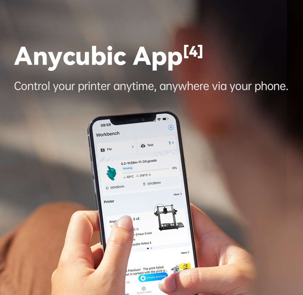 Anycubic Kobra 3 V2 Combo 3D Printer, ACE Pro Multicolor, 720P Camera, 600mm/s Speed, Auto Leveling, Filament Drying, 255*255*260mm