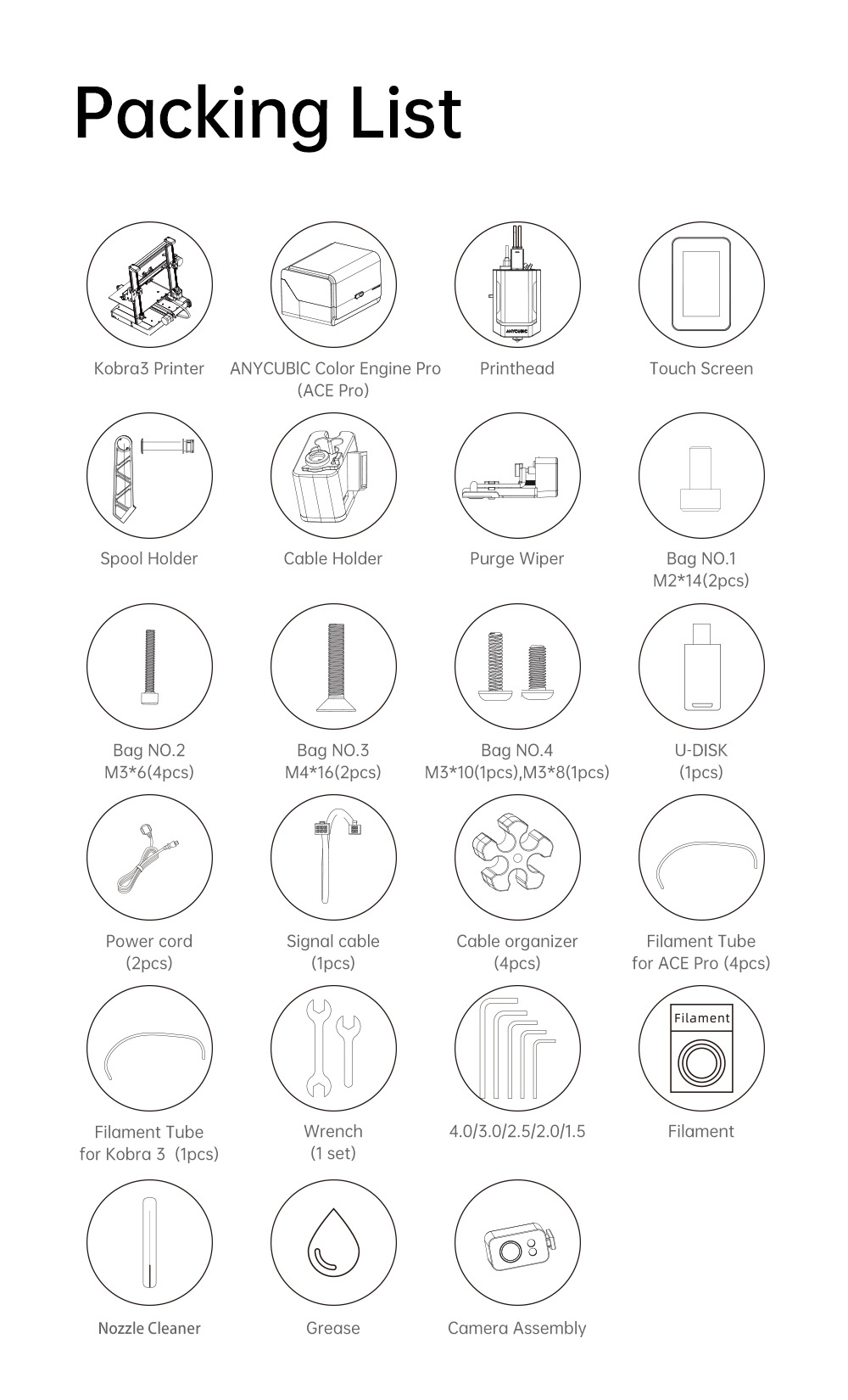 Anycubic Kobra 3 V2 Combo 3D Printer, ACE Pro Multicolor, 720P Camera, 600mm/s Speed, Auto Leveling, Filament Drying, 255*255*260mm