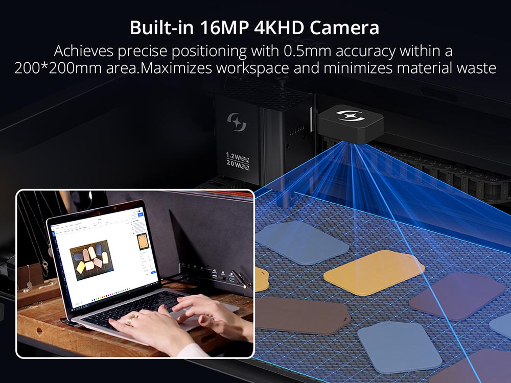 AtomStack Kraft Dual-laser Engraver 20W Diode + 1.2W IR, 16MP Camera, Class-1 Safety, 500*320mm