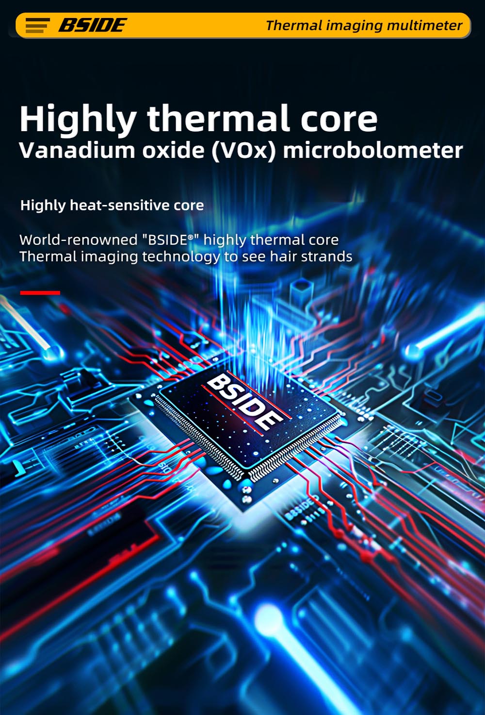 BSIDE SH9 Thermal Imager Multimeter, 320×428 IR Camera, 3.98-inch Touchscreen, Rechargeable 2500mAh Battery, with Macro Lens & Rogowski Coil