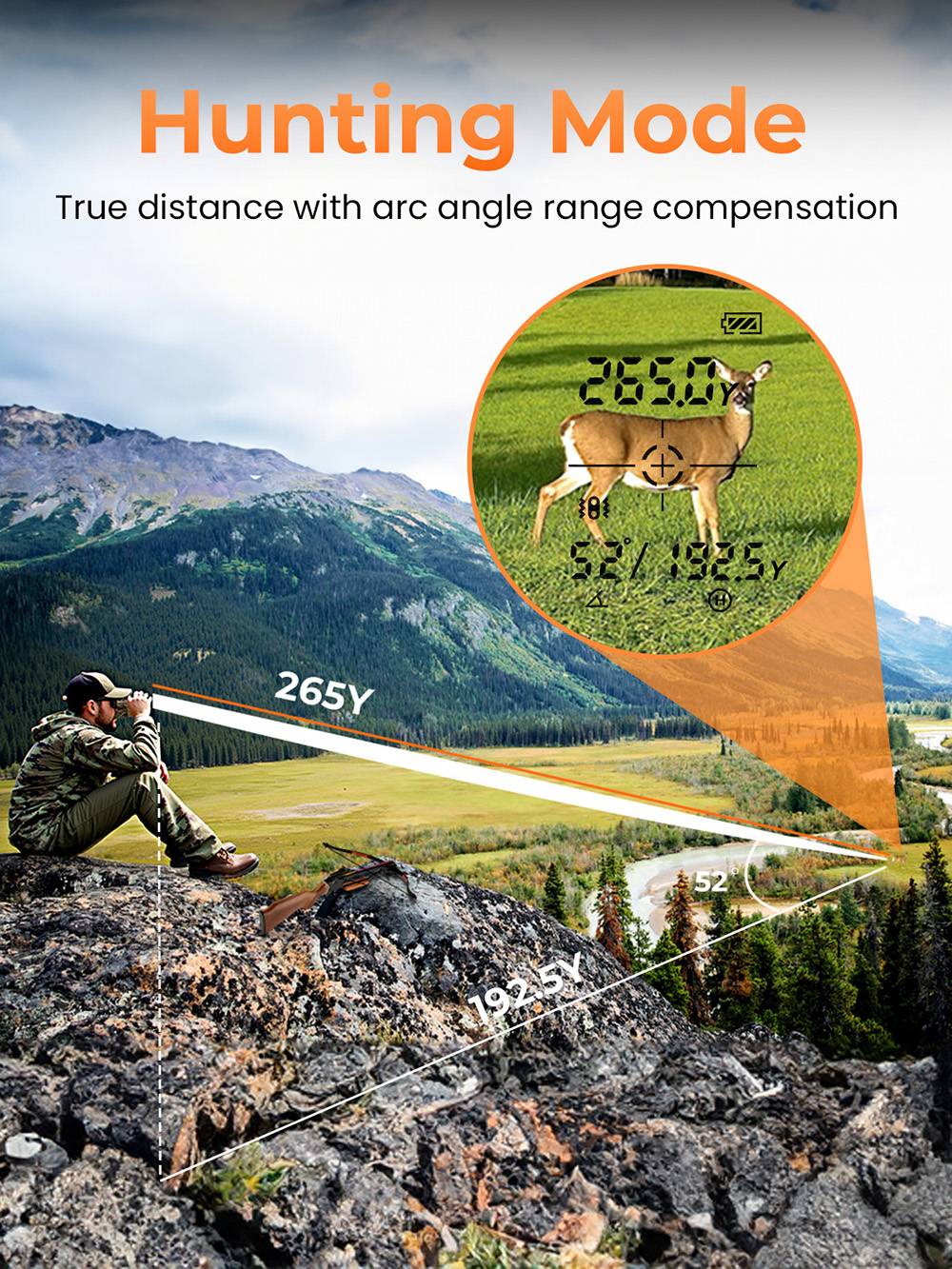 CIGMAN CT-3000 3280 Yards Hunting Rangefinder, 6X Magnification, IP54 Protection, 7 Modes