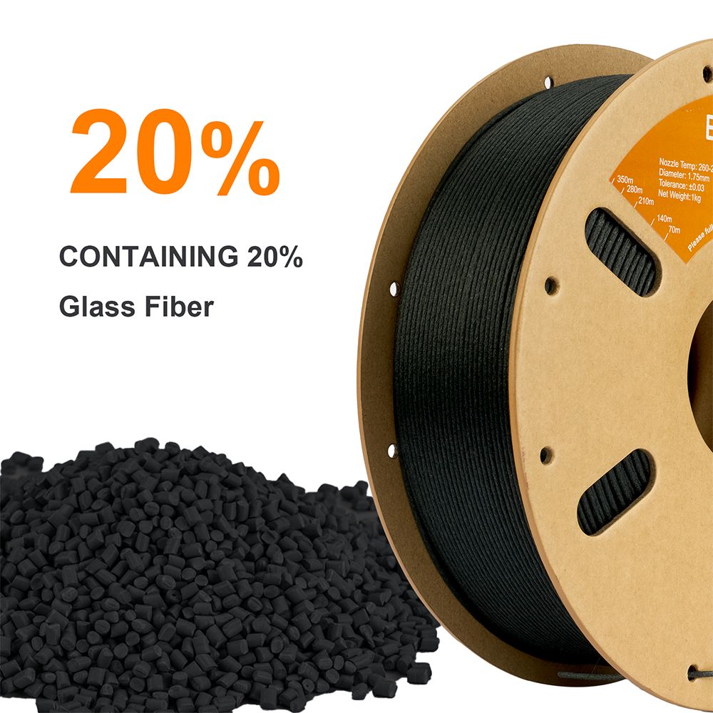 ERYONE PA6 Glass Fiber Filament, 1kg - Black