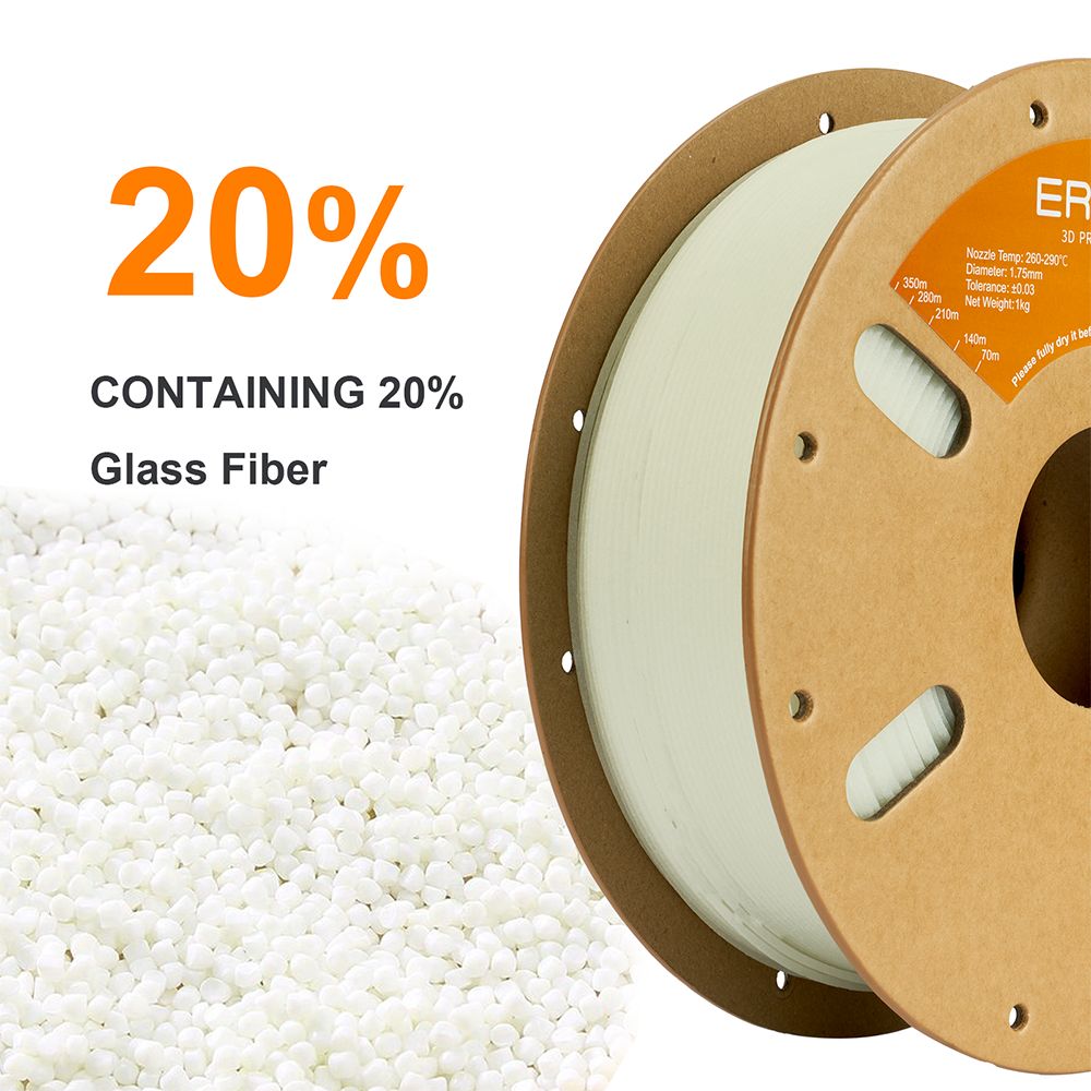 ERYONE PA6 Glass Fiber Filament, 1kg - White