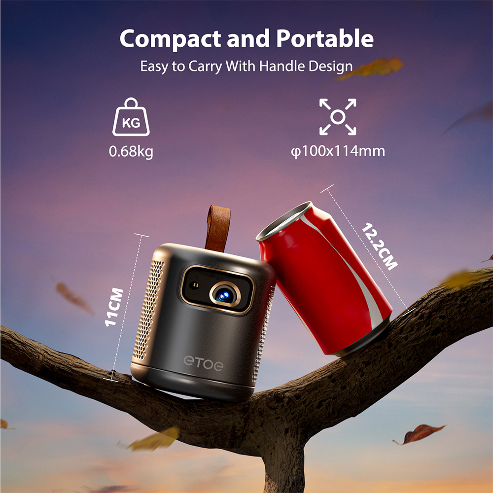 Refurbished ETOE Dolphin 1080P Projector, with Google TV System, 4K UHD Video Decoding, Netflix, YouTube, Prime Video, Immersive Sound, Auto Focus & Keystone, 500 ANSI Lumens, Dual-Band Wi-Fi