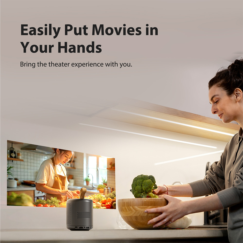 Refurbished ETOE Dolphin 1080P Projector, with Google TV System, 4K UHD Video Decoding, Netflix, YouTube, Prime Video, Immersive Sound, Auto Focus & Keystone, 500 ANSI Lumens, Dual-Band Wi-Fi