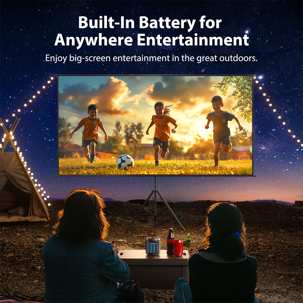 Refurbished ETOE Dolphin 1080P Projector, with Google TV System, 4K UHD Video Decoding, Netflix, YouTube, Prime Video, Immersive Sound, Auto Focus & Keystone, 500 ANSI Lumens, Dual-Band Wi-Fi