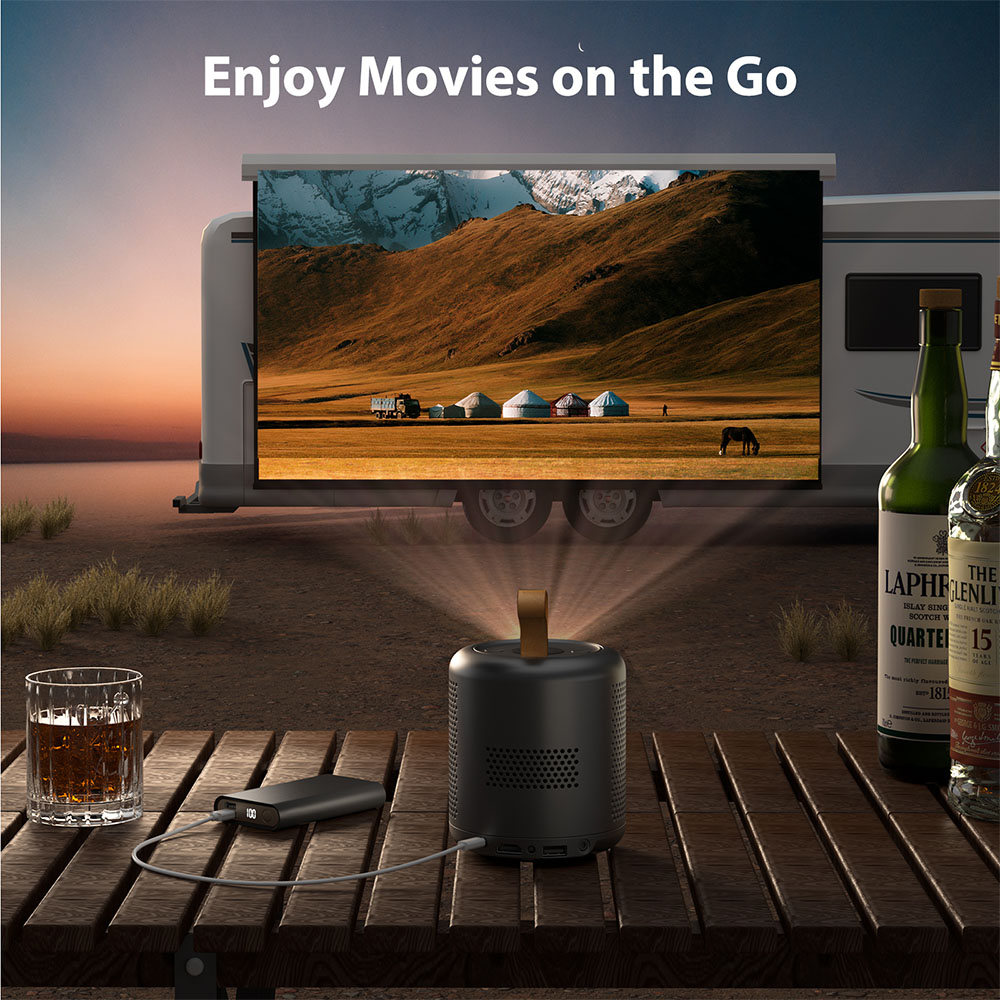 Refurbished ETOE Dolphin 1080P Projector, with Google TV System, 4K UHD Video Decoding, Netflix, YouTube, Prime Video, Immersive Sound, Auto Focus & Keystone, 500 ANSI Lumens, Dual-Band Wi-Fi