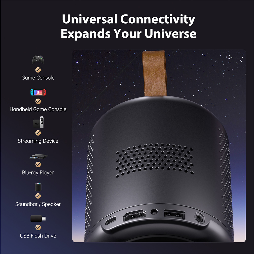 Refurbished ETOE Dolphin 1080P Projector, with Google TV System, 4K UHD Video Decoding, Netflix, YouTube, Prime Video, Immersive Sound, Auto Focus & Keystone, 500 ANSI Lumens, Dual-Band Wi-Fi