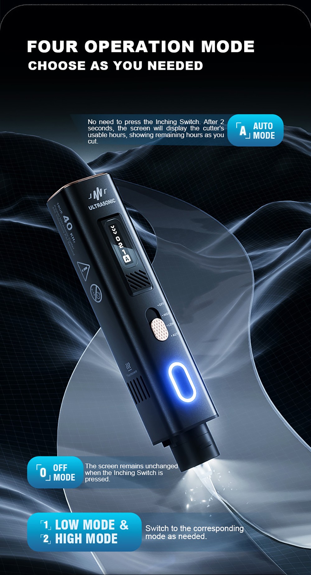 Jakemy JM-Y10 2-in-1 Ultrasonic Cutter & Polisher, 35W 40kHz, OLED Display, for DIY/Medical/Industrial, Model Prototyping & Deburring