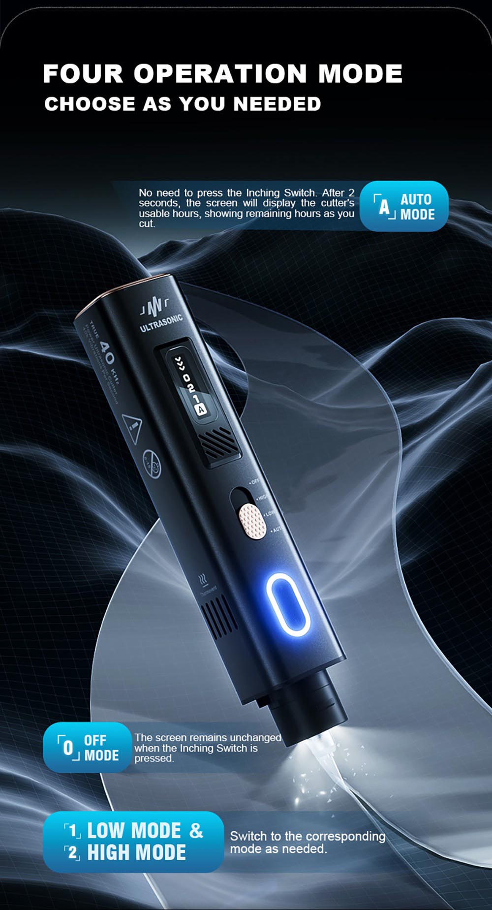 Jakemy JM-Y10 Pro 2-in-1 Ultrasonic Cutter & Polisher, 35W 40kHz, OLED Display, for DIY/Medical/Industrial, Model Prototyping & Deburring