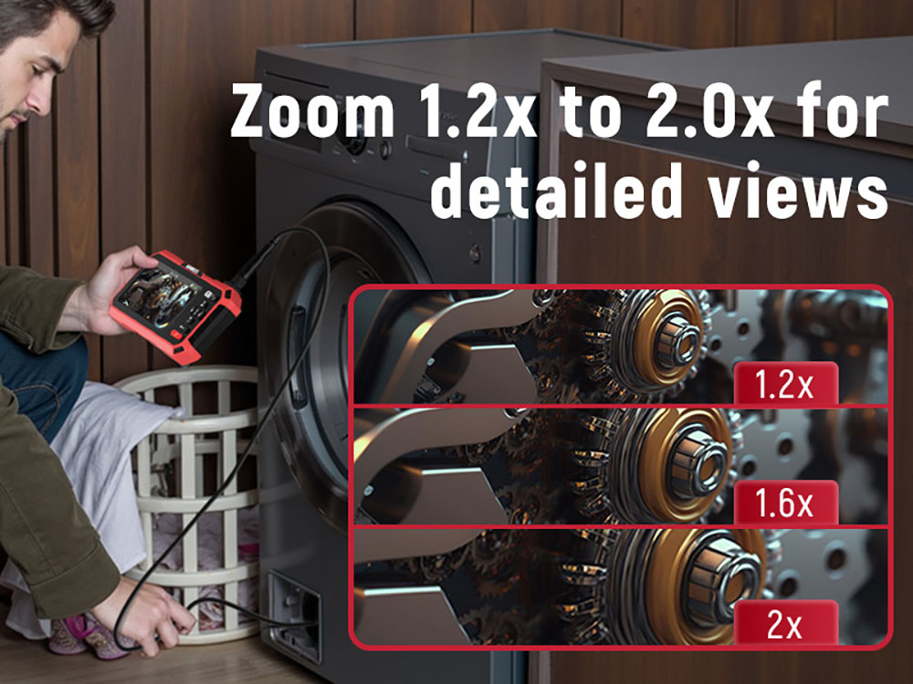 KAIWEETS KBC01 Inspection Camera, Dual Lens Endoscope, 1920P 5" IPS Split-Screen, IP67 Waterproof, 16.5ft Cable, LED Light