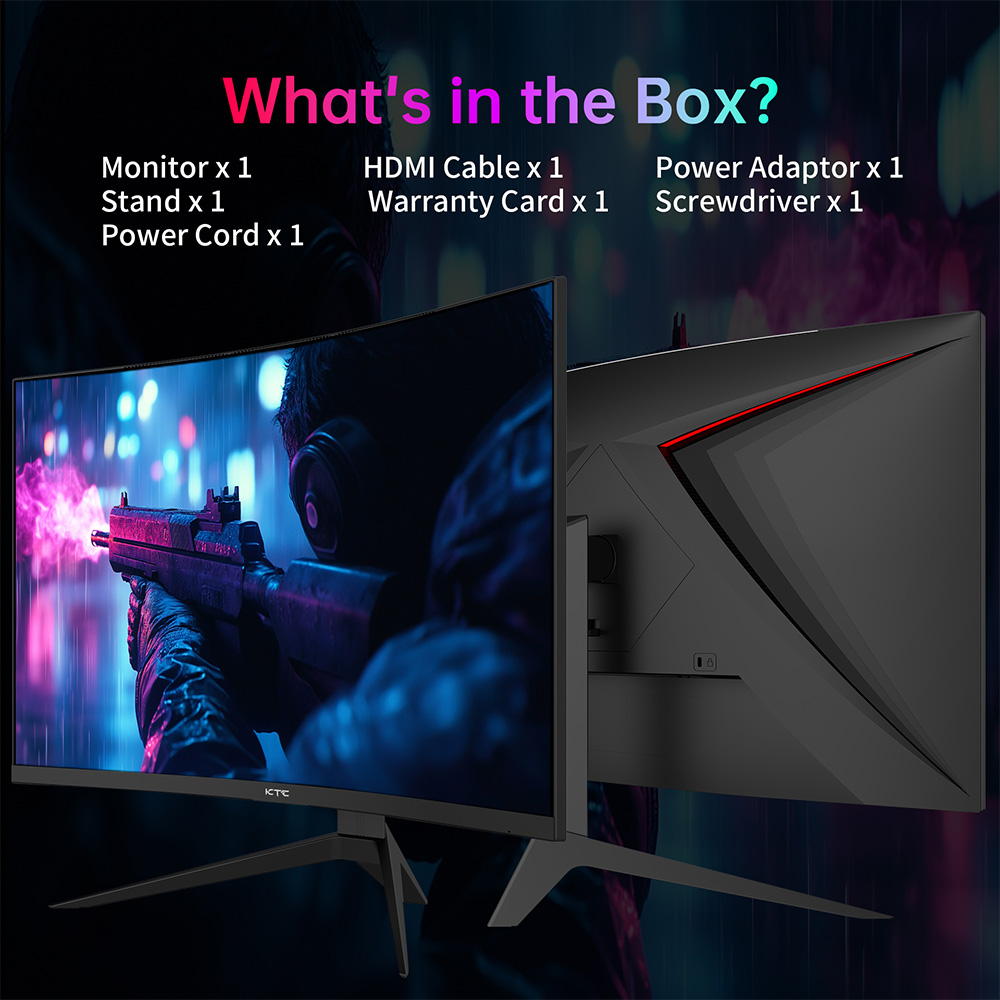 Refurbished KTC H27S25E 27 inch QHD 240Hz Gaming Monitor with 2K QHD High Resolution and 1000R Curvature