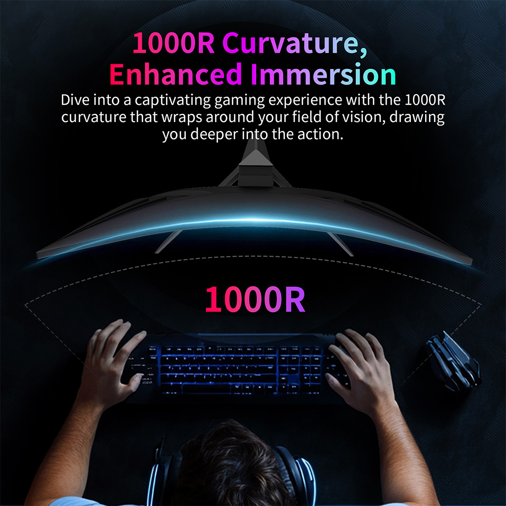 Refurbished KTC H27S25E 27 inch QHD 240Hz Gaming Monitor with 2K QHD High Resolution and 1000R Curvature