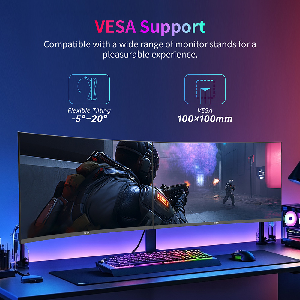 Refurbished KTC H27S25E 27 inch QHD 240Hz Gaming Monitor with 2K QHD High Resolution and 1000R Curvature