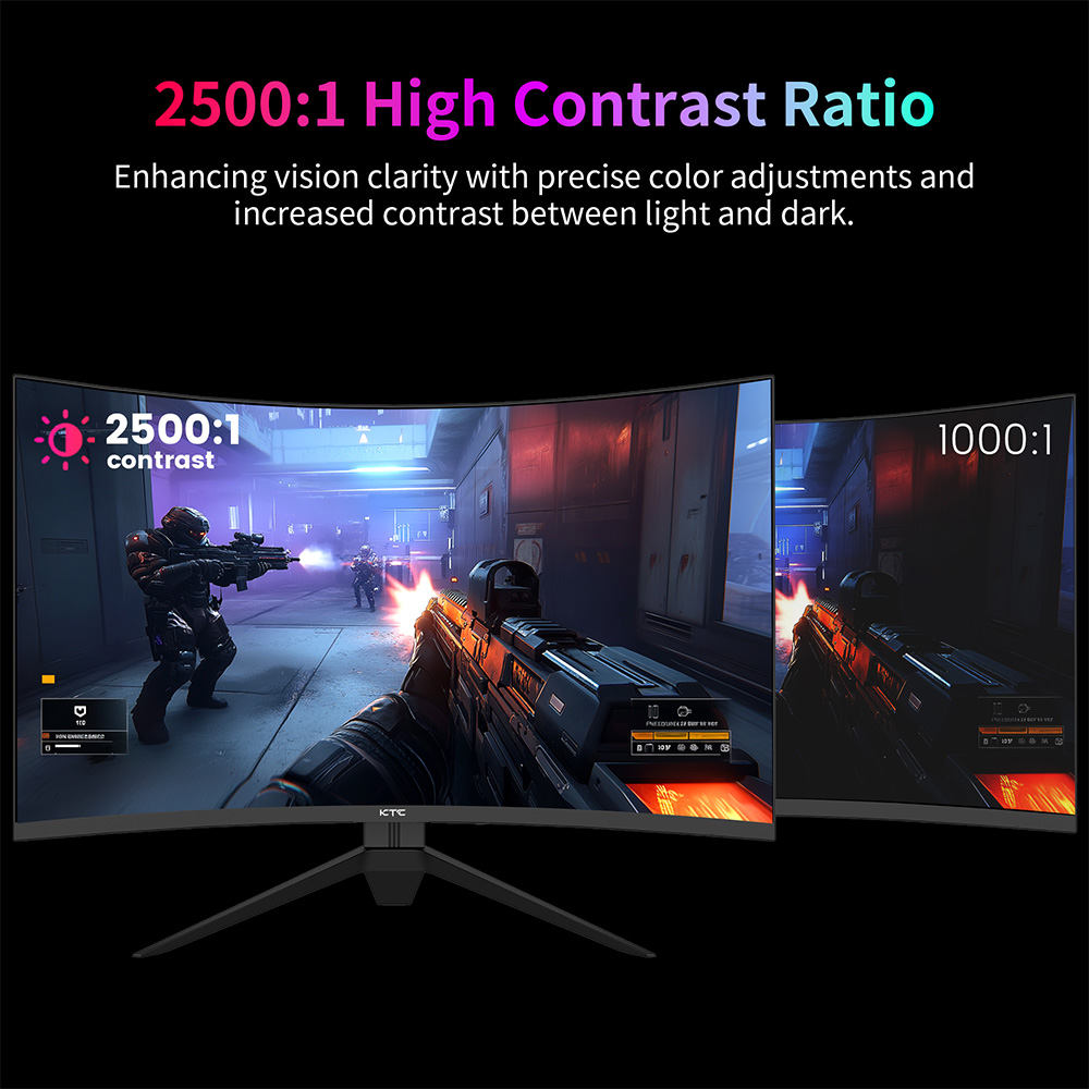 Refurbished KTC H27S25E 27 inch QHD 240Hz Gaming Monitor with 2K QHD High Resolution and 1000R Curvature