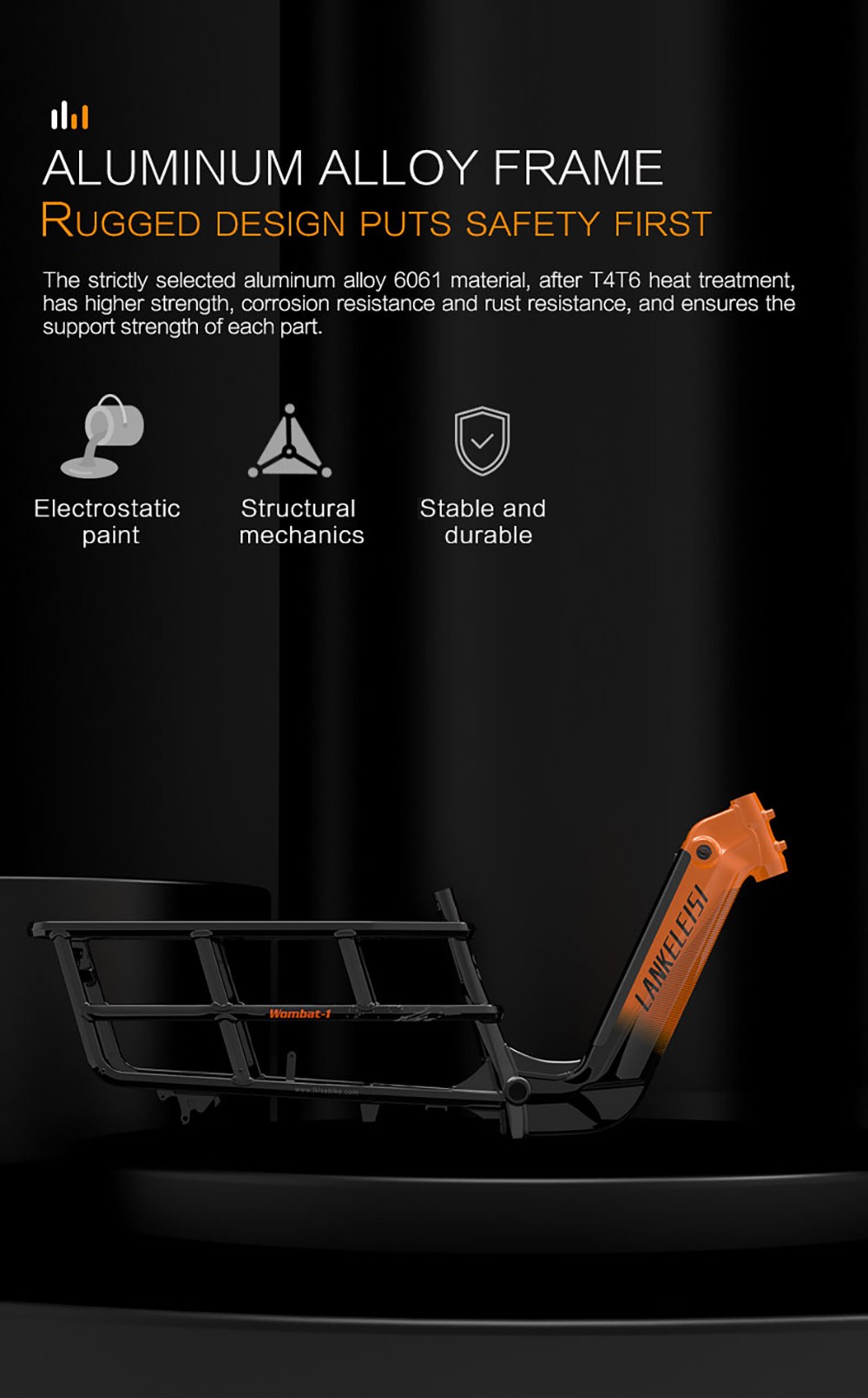 LANKELEISI Wombat-1 Cargo-Elektrofahrrad, 1000-W-Motor, 48-V-20-Ah-Akku, 20 x 3,0-Zoll-Reifen, 46 km/h Höchstgeschwindigkeit, 150 km Reichweite, hydraulische Scheibenbremse, Vorderradfederung mit Ölfeder, Shimano 7-Gang-Schaltung – Grau