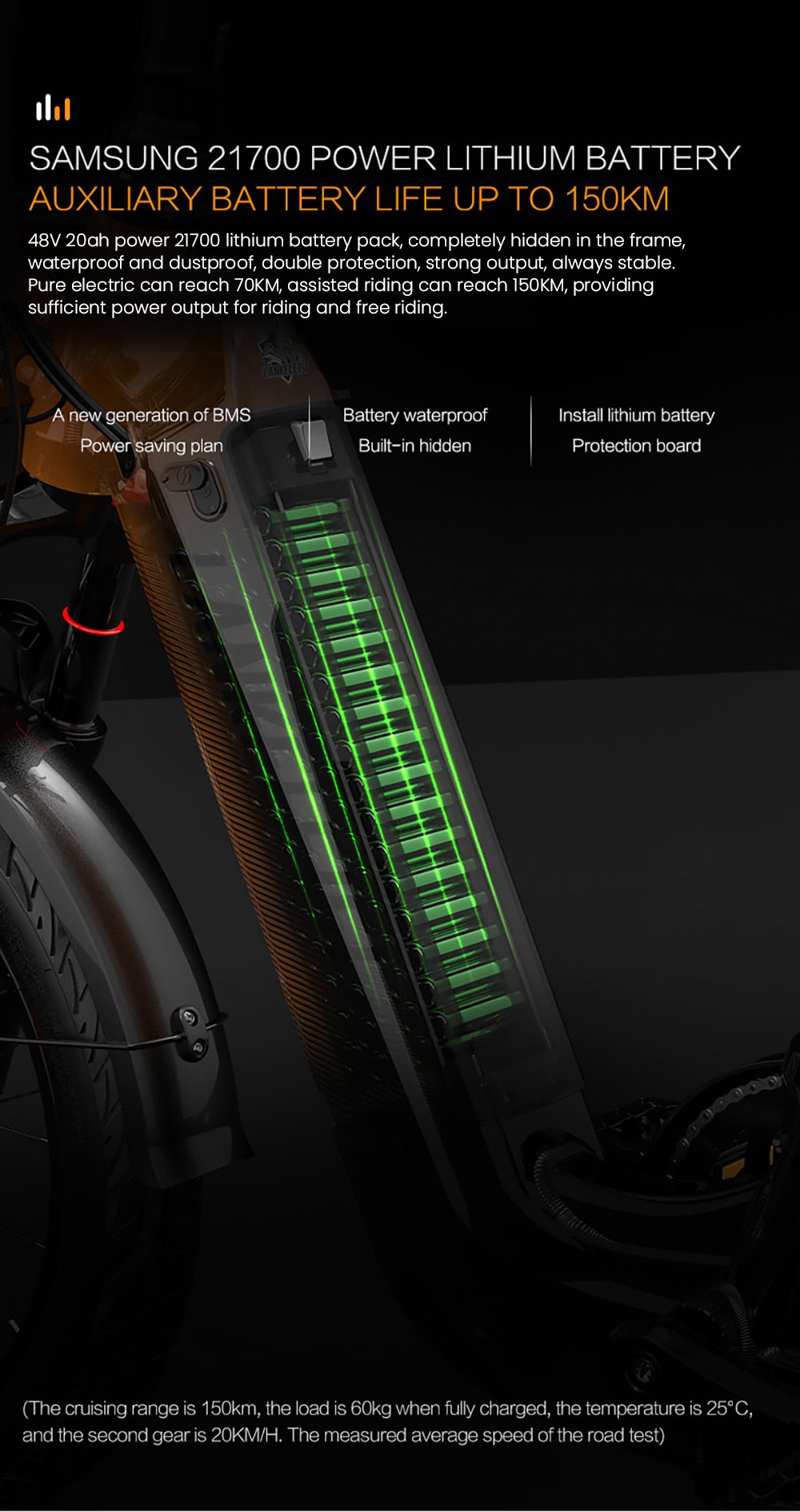 LANKELEISI Wombat-1 Cargo-Elektrofahrrad, 1000-W-Motor, 48-V-20-Ah-Akku, 20 x 3,0-Zoll-Reifen, 46 km/h Höchstgeschwindigkeit, 150 km Reichweite, hydraulische Scheibenbremse, Vorderradfederung mit Ölfeder, Shimano 7-Gang-Schaltung – Orange