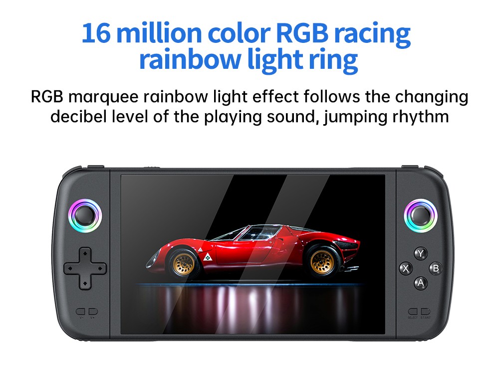 M27 Handheld Game Console, 64GB TF Card, 7 inch IPS Screen, RGB Light, 30+ Simulator, Original 3D Rocker