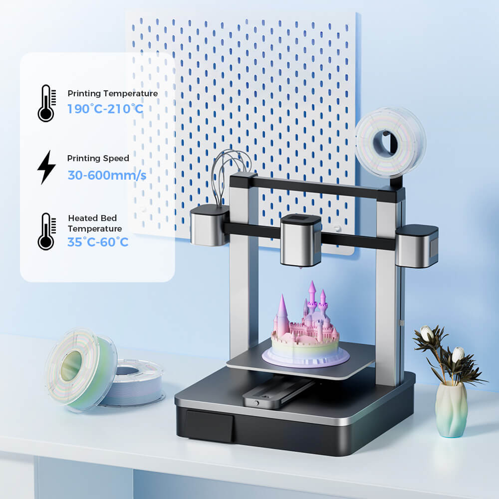Filament d'imprimante 3D Mecpow Frosting Cake, PLA haute vitesse, arc-en-ciel mat, 1 kg, 30-600 mm/s, 190-210 °C