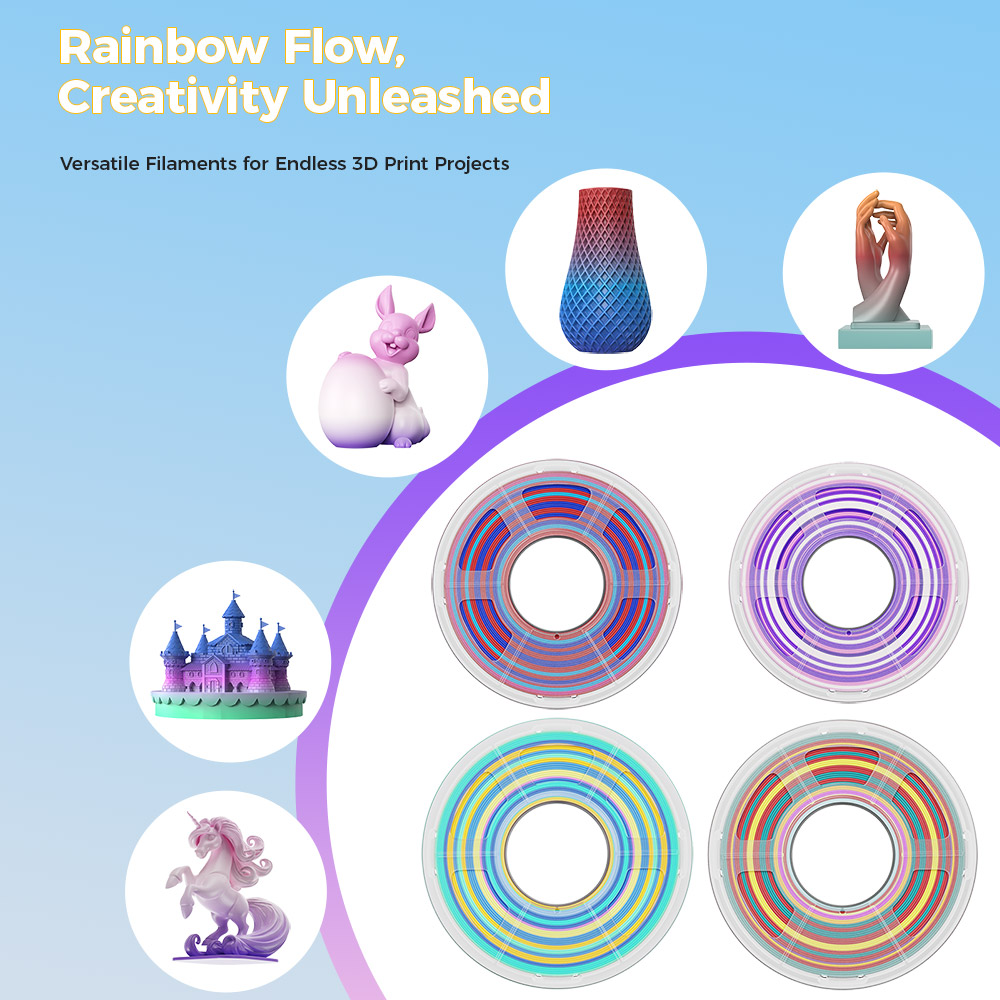 Mecpow Filament PLA,1kg - Arc-en-Ciel