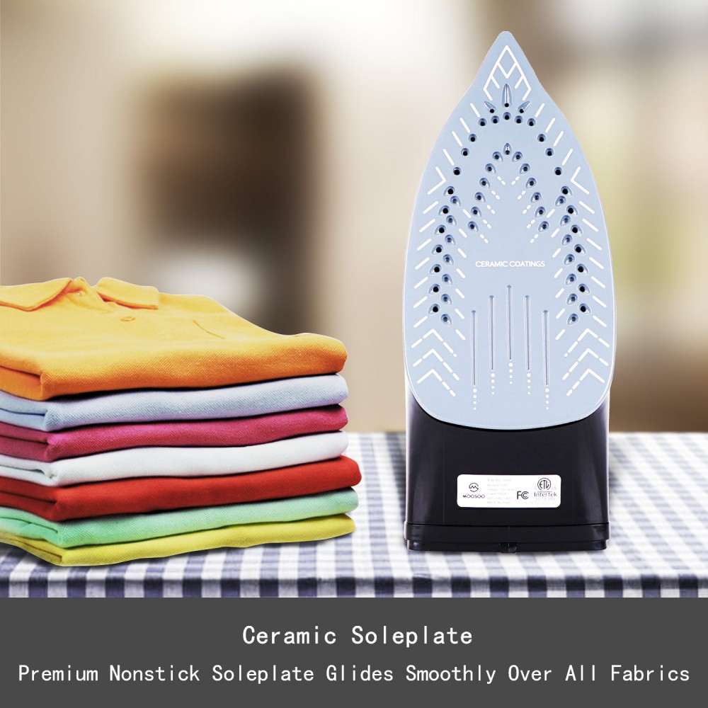 Fer à vapeur Moosoo SG-8005-1 1800 W, réservoir d'eau de 470 ml, 4 réglages de température, nettoyage automatique et anti-goutte, chauffage rapide