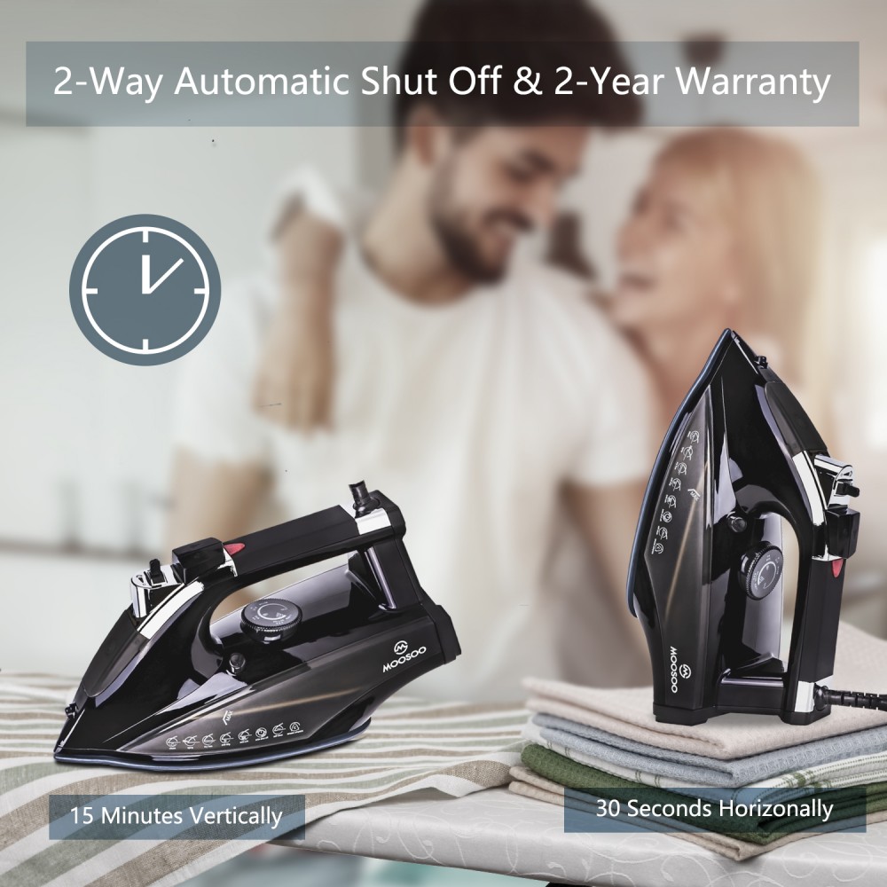 Fer à vapeur Moosoo SG-8005-1 1800 W, réservoir d'eau de 470 ml, 4 réglages de température, nettoyage automatique et anti-goutte, chauffage rapide