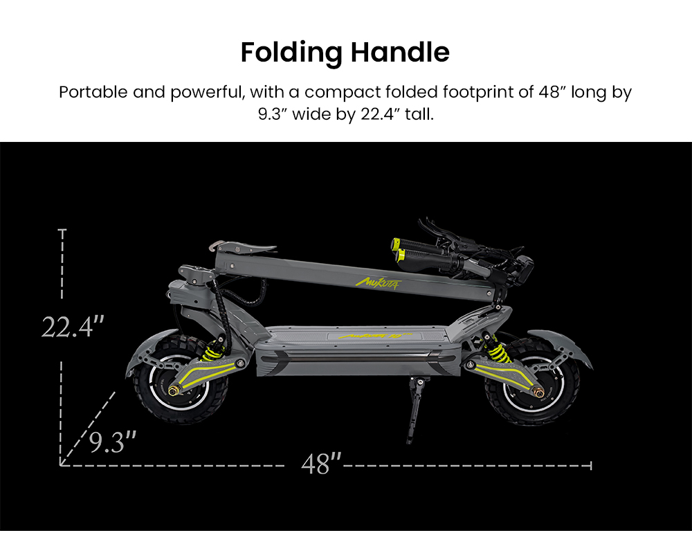 Mukuta 10 Plus Electric Scooter, 1400W*2 Motor, 60V 20.8Ah Battery, 10 inch Tires, 46mph Max Speed, 62 miles Range, Dual Hydraulic Brakes, Quadruple Spring Suspension, LCD Display
