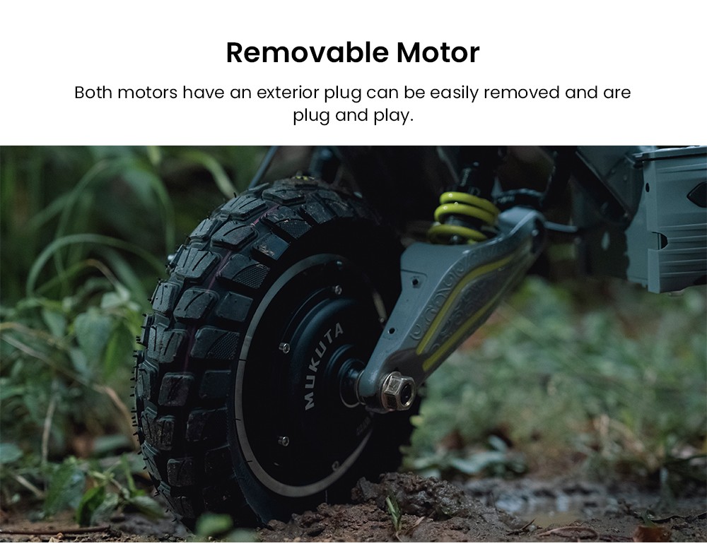 Mukuta 10 Plus Electric Scooter, 1400W*2 Motor, 60V 20.8Ah Battery, 10 inch Tires, 46mph Max Speed, 62 miles Range, Dual Hydraulic Brakes, Quadruple Spring Suspension, LCD Display