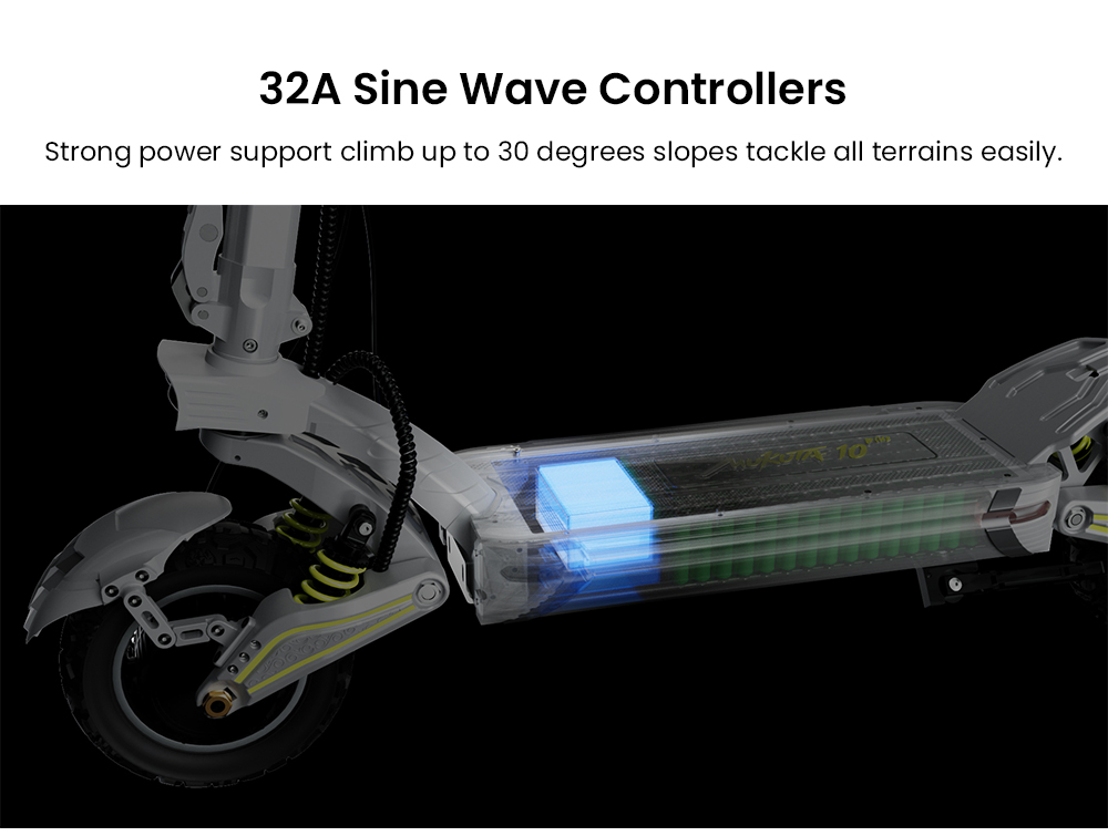 Mukuta 10 Plus Electric Scooter, 1400W*2 Motor, 60V 25.6Ah Battery, 10 inch Tires, 46mph Max Speed, 74 miles Range, Dual Hydraulic Brakes, Quadruple Spring Suspension, LCD Display