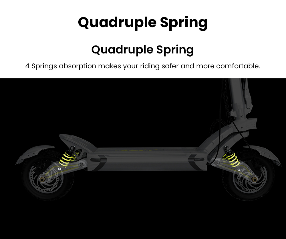 Mukuta 10 Plus Electric Scooter, 1400W*2 Motor, 60V 25.6Ah Battery, 10 inch Tires, 46mph Max Speed, 74 miles Range, Dual Hydraulic Brakes, Quadruple Spring Suspension, LCD Display