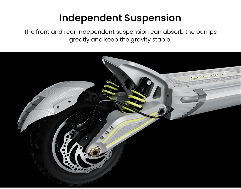 Mukuta 10 Plus Electric Scooter, 1400W*2 Motor, 60V 25.6Ah Battery, 10 inch Tires, 46mph Max Speed, 74 miles Range, Dual Hydraulic Brakes, Quadruple Spring Suspension, LCD Display