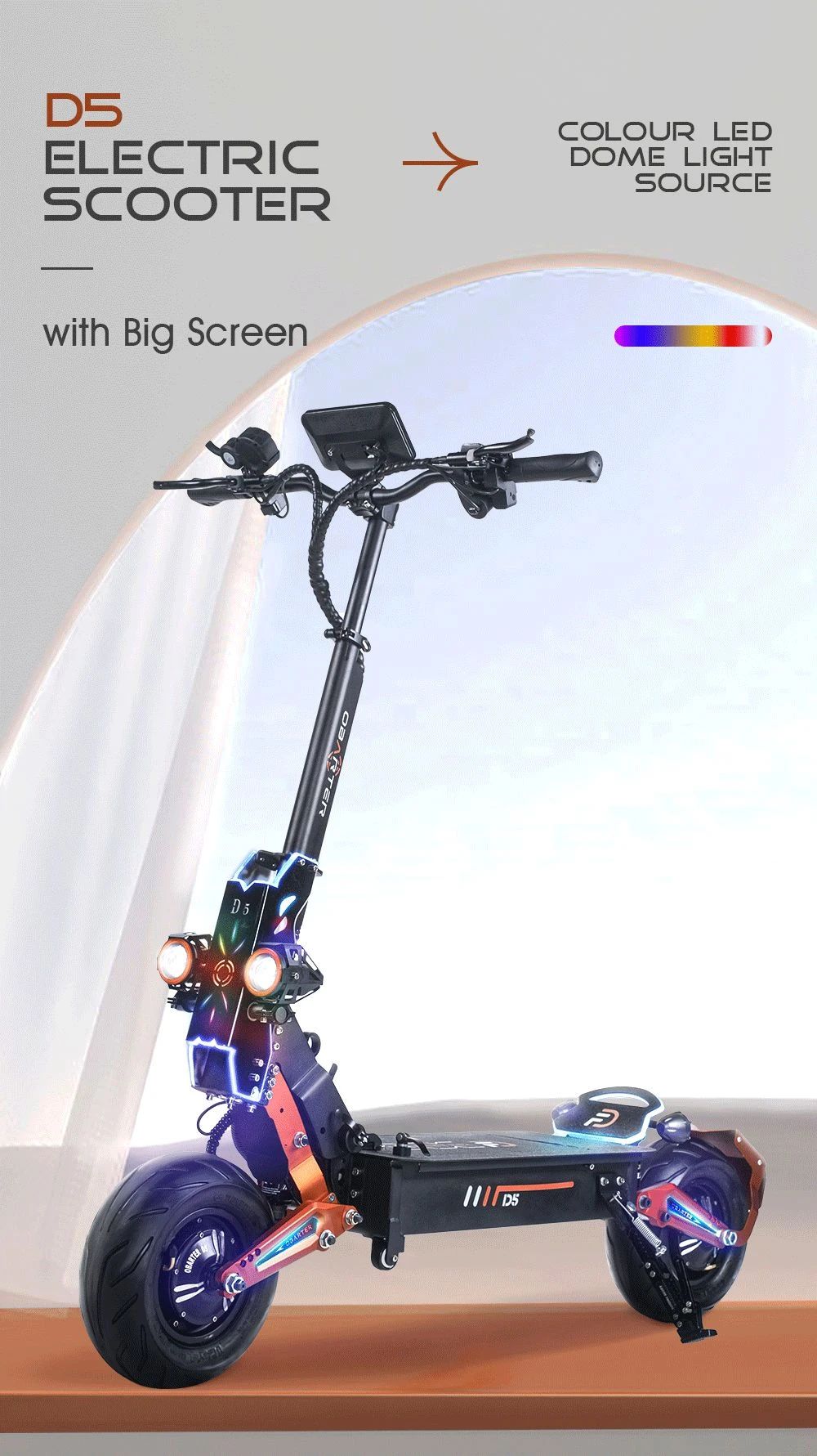 Refurbished OBARTER D5 Electric Scooter 12 inch Vacuum Tire 2*2500W Motor Removable 35Ah Battery for 60-120km Super Range