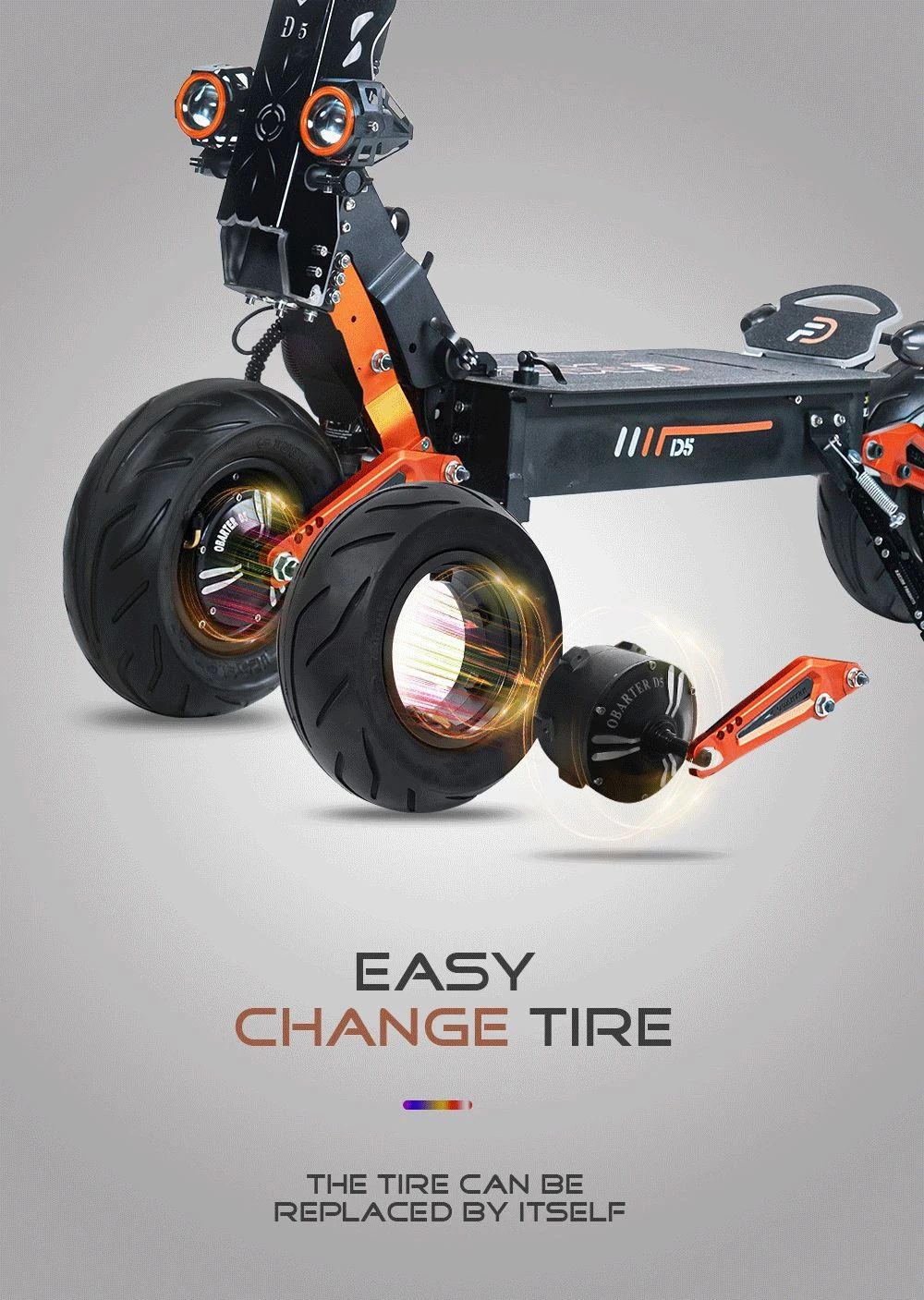 Refurbished OBARTER D5 Electric Scooter 12 inch Vacuum Tire 2*2500W Motor Removable 35Ah Battery for 60-120km Super Range