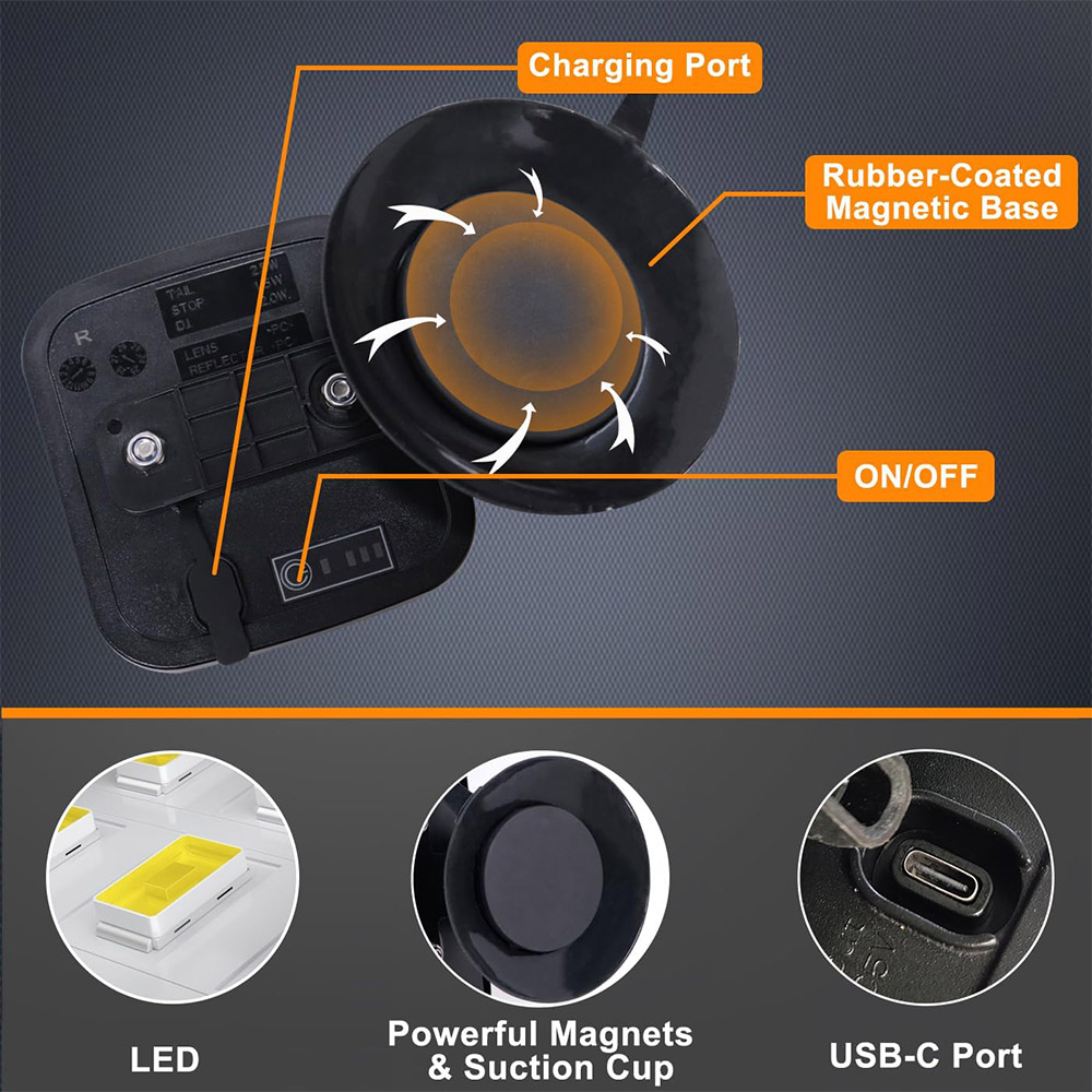 ORPRO 5023B LED Wireless Magnetic Trailer Lights, 7-Pin to 4-Way Adapter, IP67, for Trucks, RVs, Boats