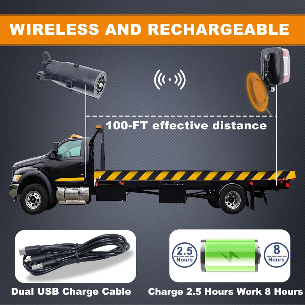 ORPRO 5023B LED Wireless Magnetic Trailer Lights, 7-Pin to 4-Way Adapter, IP67, for Trucks, RVs, Boats