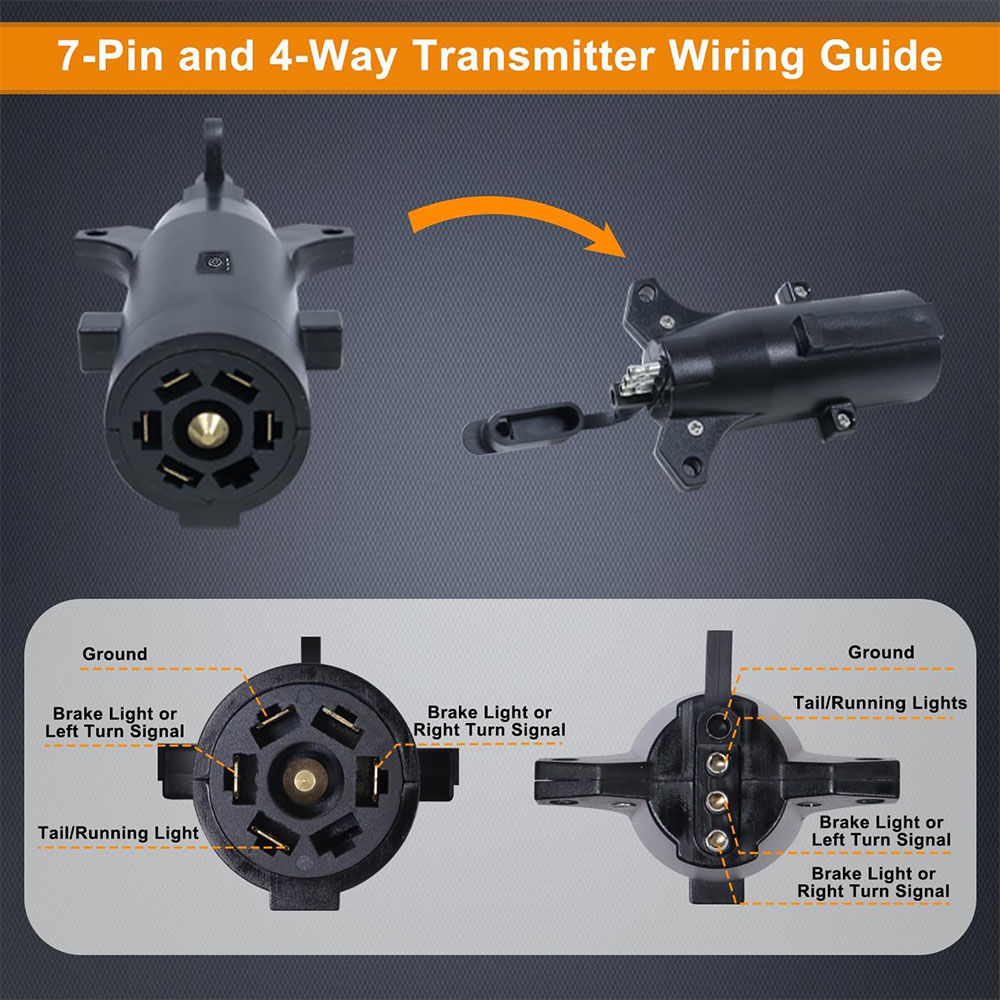 ORPRO 5023B LED Wireless Magnetic Trailer Lights, 7-Pin to 4-Way Adapter, IP67, for Trucks, RVs, Boats