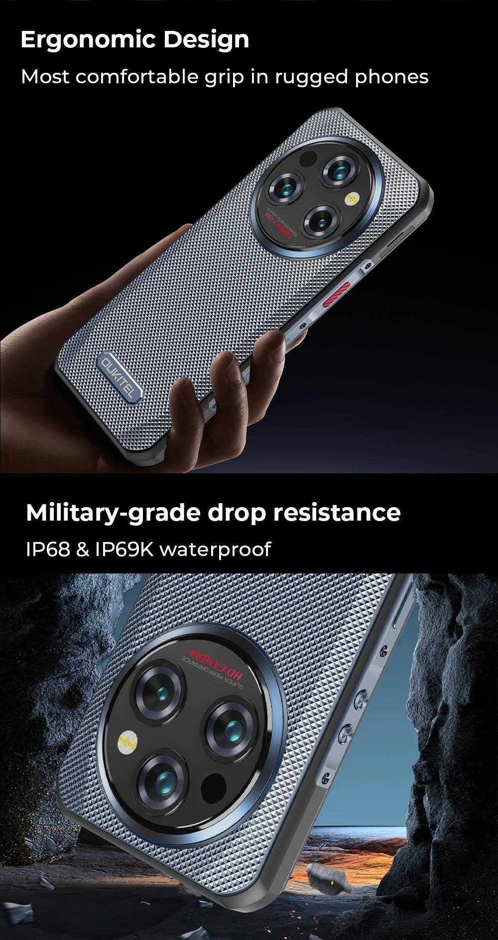 OUKITEL WP35 Pro Robustes Telefon, 11000 mAh großer Akku, 6,6 Zoll FHD+ Bildschirm, Dual-SIM, 64MP+32MP Kamera, NFC/OTG/BT5.2/GPS, Schwarz