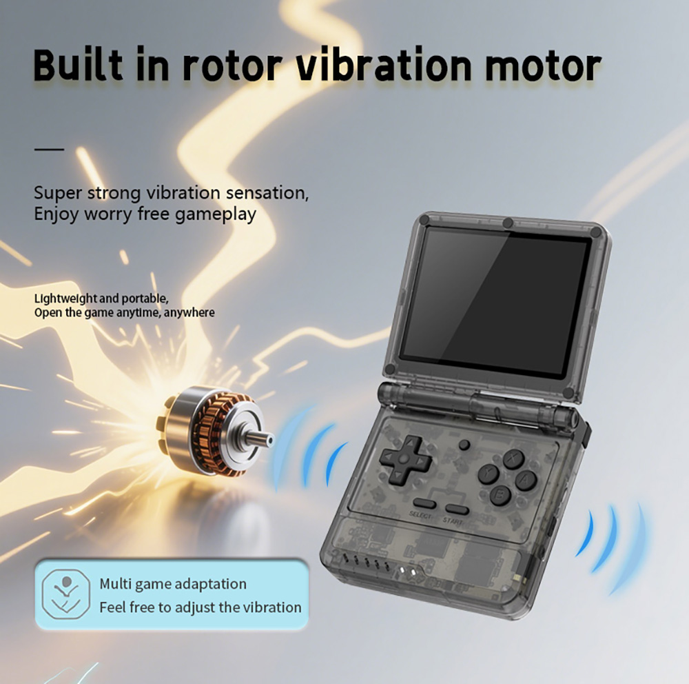 Powkiddy V90S Flip Handheld Game Console, Open Source Linux, 3.5 inch 640*480 IPS Screen, 128GB TF Card, Built-in Cavity Speaker, 6 Hours of Playtime, 20+ Simulators - Yellow