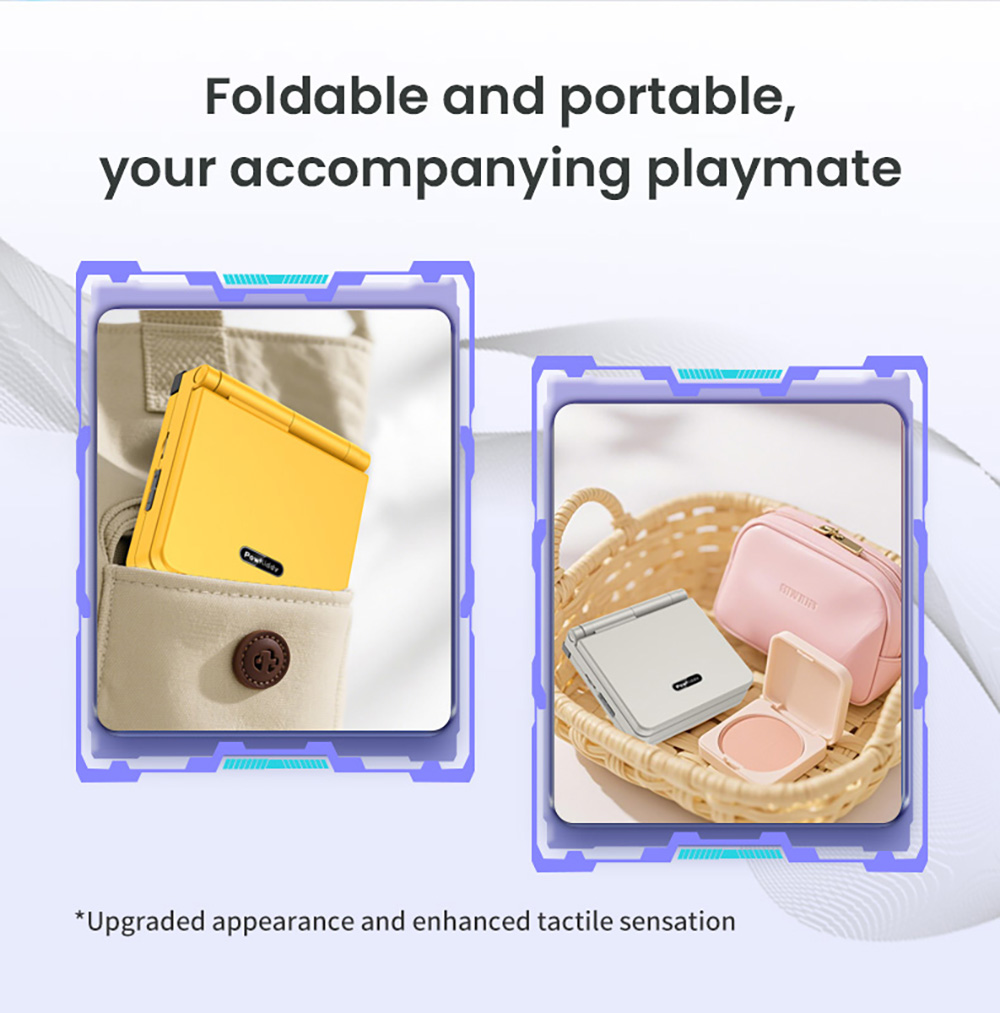 Powkiddy V90S Flip Handheld Game Console, Open Source Linux, 3.5 inch 640*480 IPS Screen, 128GB TF Card, Built-in Cavity Speaker, 6 Hours of Playtime, 20+ Simulators - Yellow