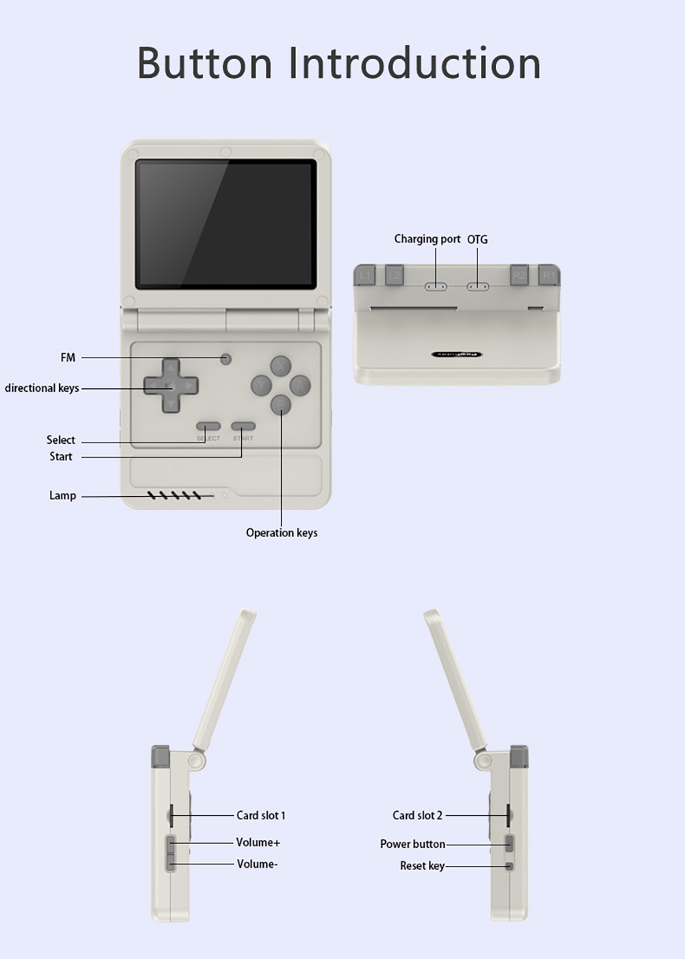 Powkiddy V90S Flip Handheld Game Console, Open Source Linux, 3.5 inch 640*480 IPS Screen, Built-in Cavity Speaker, 6 Hours of Playtime, 20+ Simulators - Grey