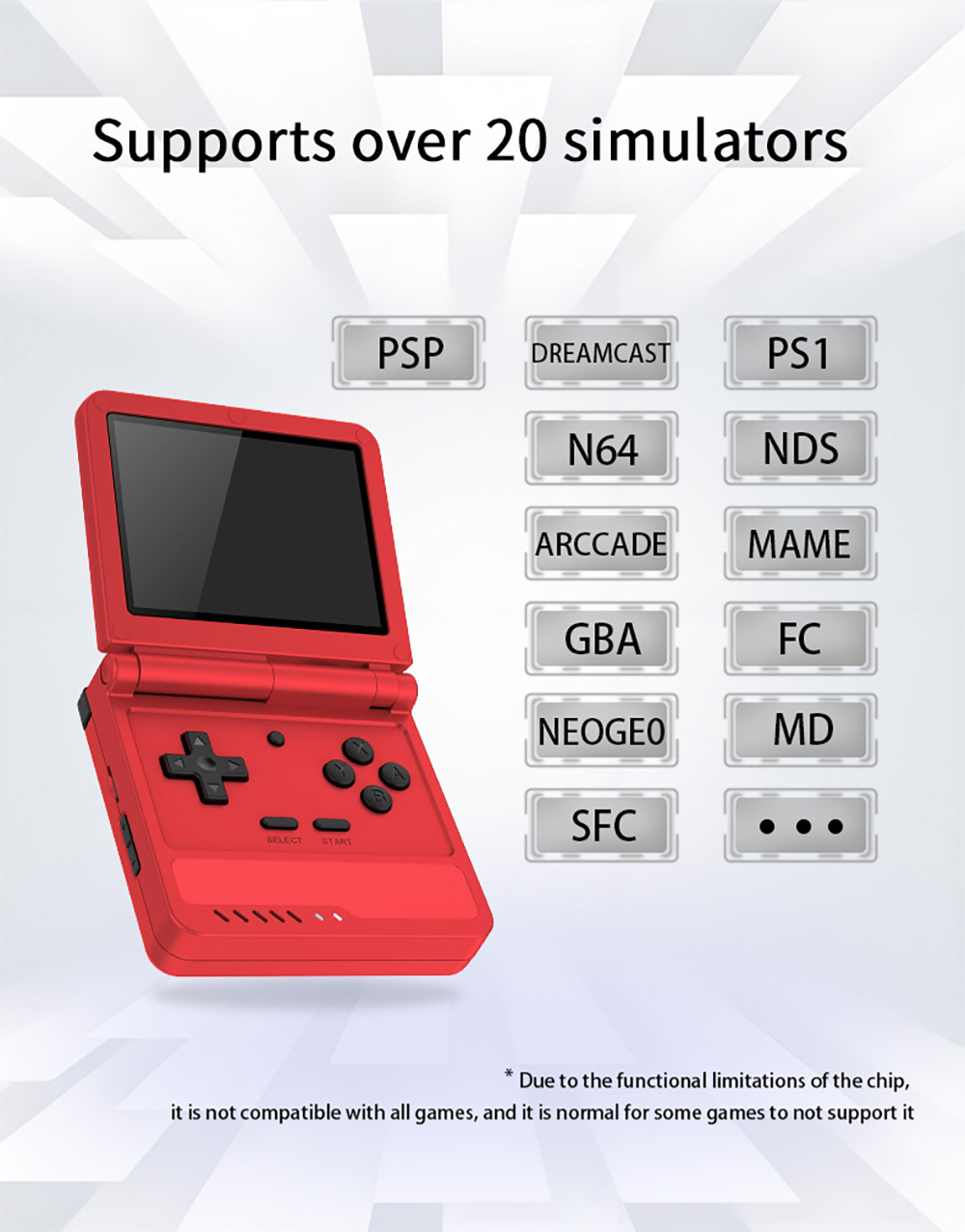 Powkiddy V90S Flip Handheld Game Console, Open Source Linux, 3.5 inch 640*480 IPS Screen, Built-in Cavity Speaker, 6 Hours of Playtime, 20+ Simulators - Yellow