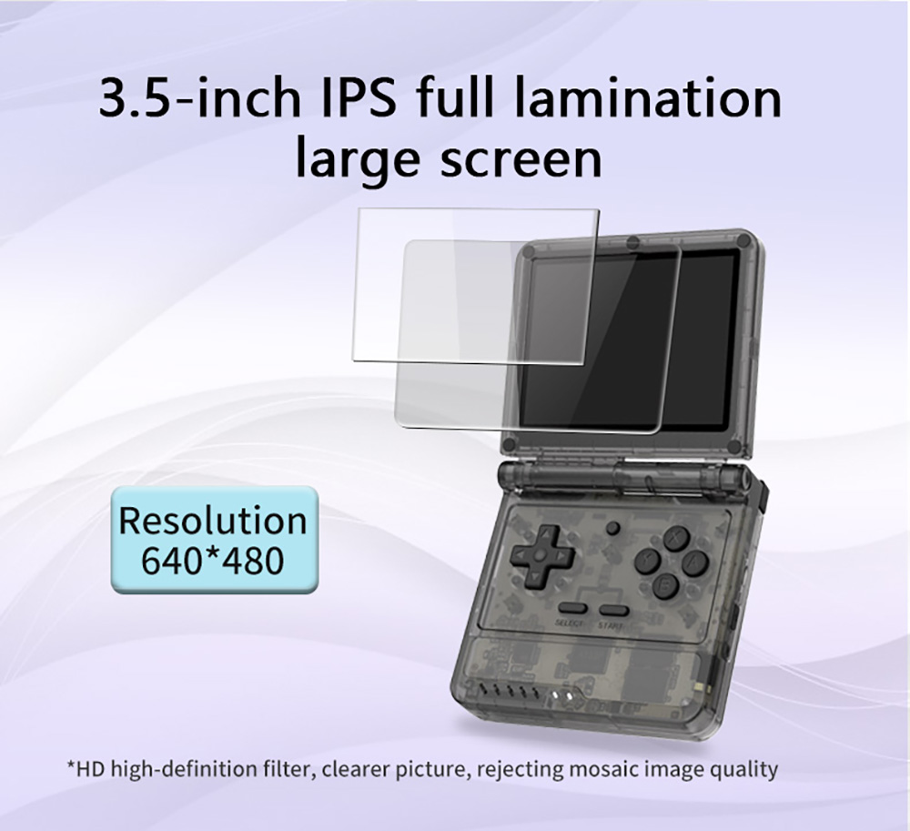 Powkiddy V90S Flip Handheld Game Console, Open Source Linux, 3.5 inch 640*480 IPS Screen, Built-in Cavity Speaker, 6 Hours of Playtime, 20+ Simulators - Yellow