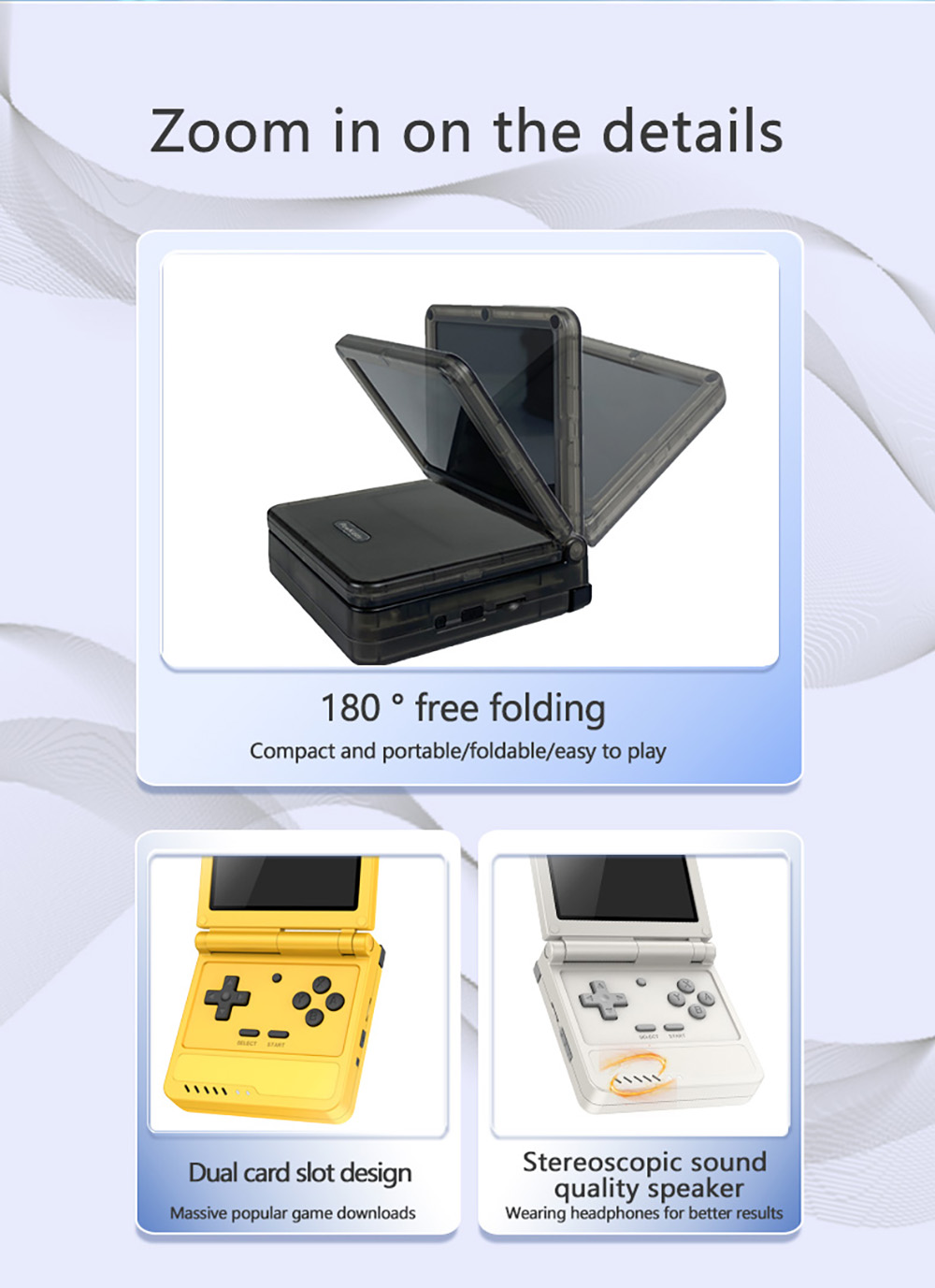 Powkiddy V90S Flip Handheld Game Console, Open Source Linux, 3.5 inch 640*480 IPS Screen, Built-in Cavity Speaker, 6 Hours of Playtime, 20+ Simulators - Yellow